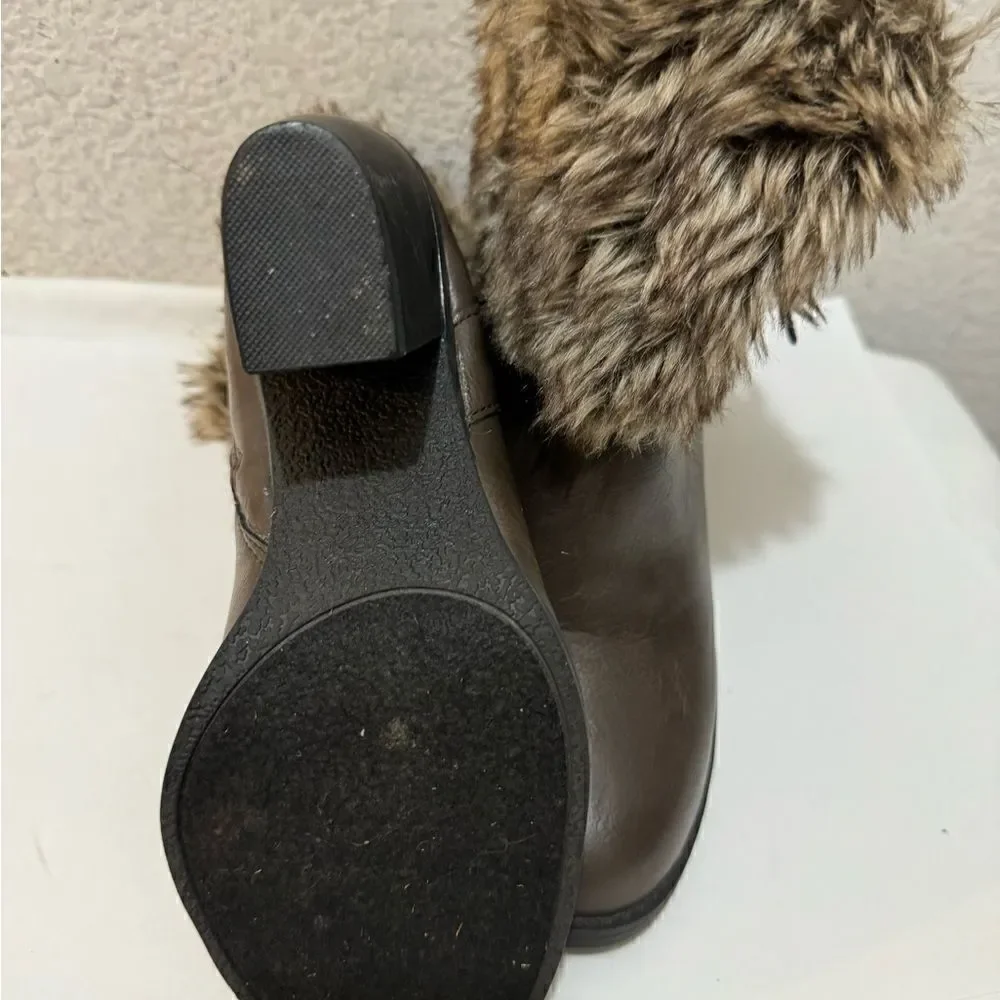 Sugar Pursuit Brown Boots with Faux Fur Collar